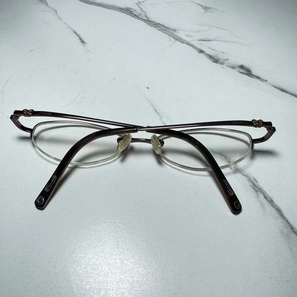 Coach Sherri 122 Tan Bronze Oval Semi Rimless Eyeglass Frames 49-17-130